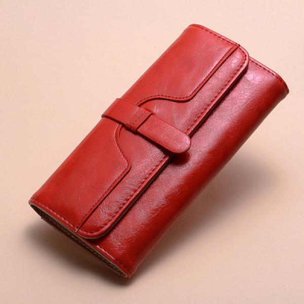 Women's Vintage Leather Long Wallet Clutch